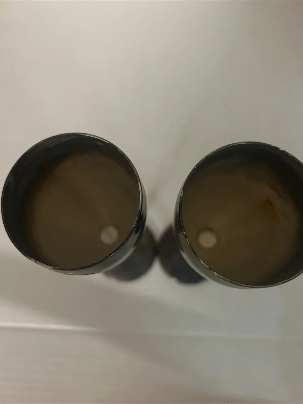 Vintage Pair of Metal Goblets with Twisted Stem - Dark Silver. Godinger